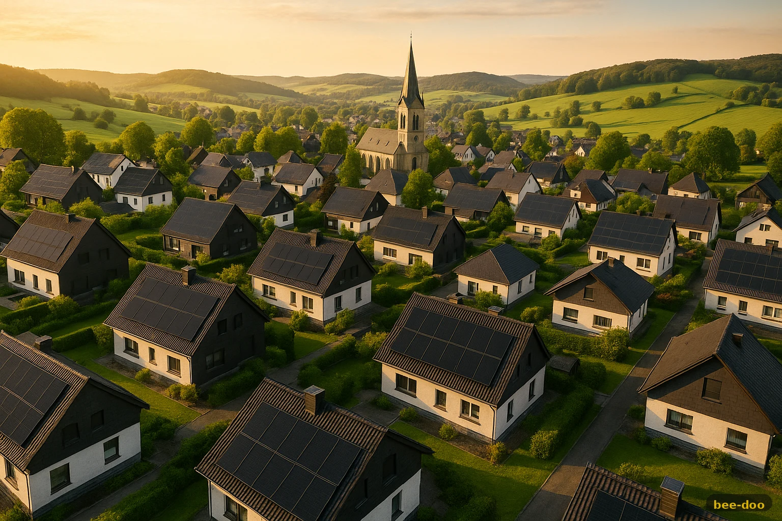 Photovoltaik NRW: Deutsches Dorf mit Solaranlagen